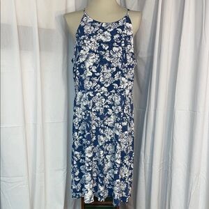Fortune + Ivy Floral Blue & White Halter Neck Midi Dress.  Size 2X.